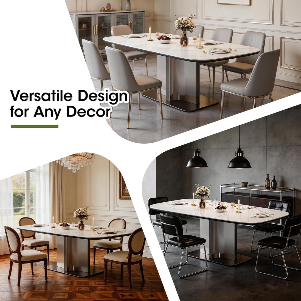55.1" Sintered Stone Dining Table for 6-8, Modern Kitchen Table