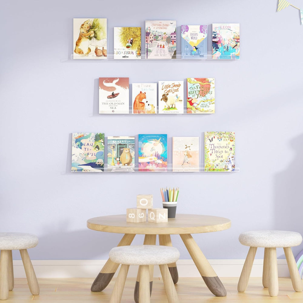 upsimples 18 Pcs 12" Vinyl Record Wall Mount Shelves, Clear Acrylic Display