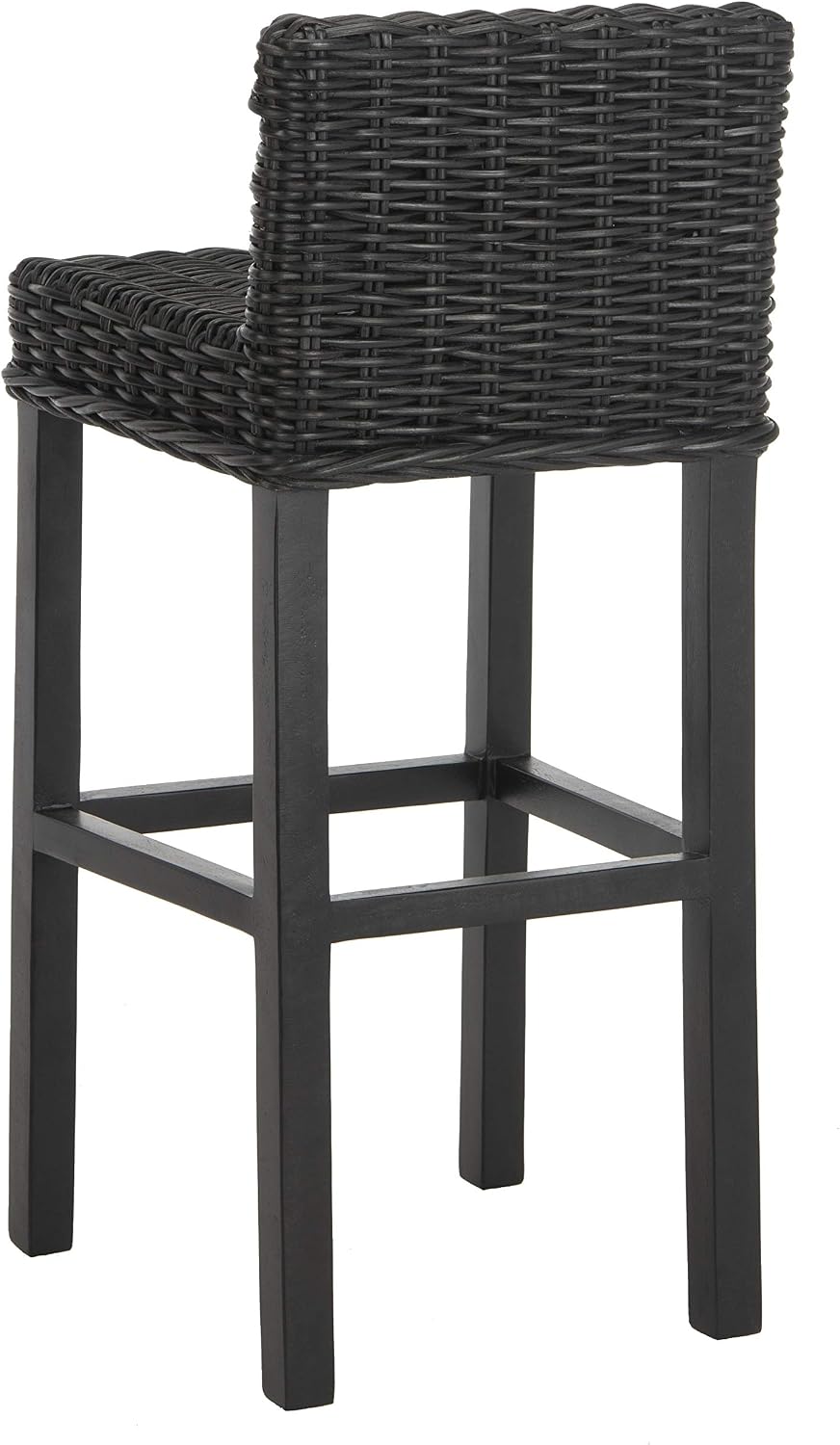 SAFAVIEH Cypress Barstool Wood Bar Stool, 29.72" Seat Black FOX6502C