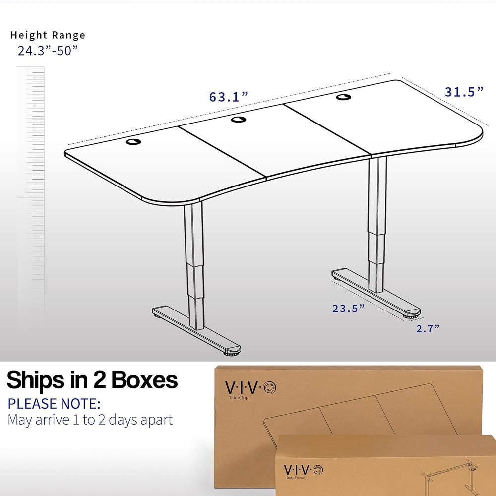 VIVO Rustic Vintage Brown 63 x 32 in Standing Desk, DESK-KIT-2B1N