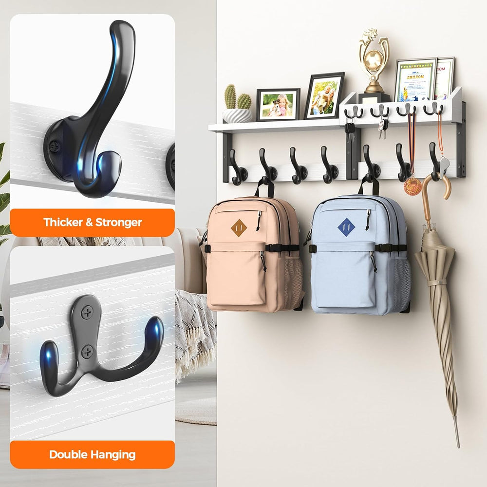 Evermagin 29" Coat Rack Wall Mount with Shelf for Entryway, White