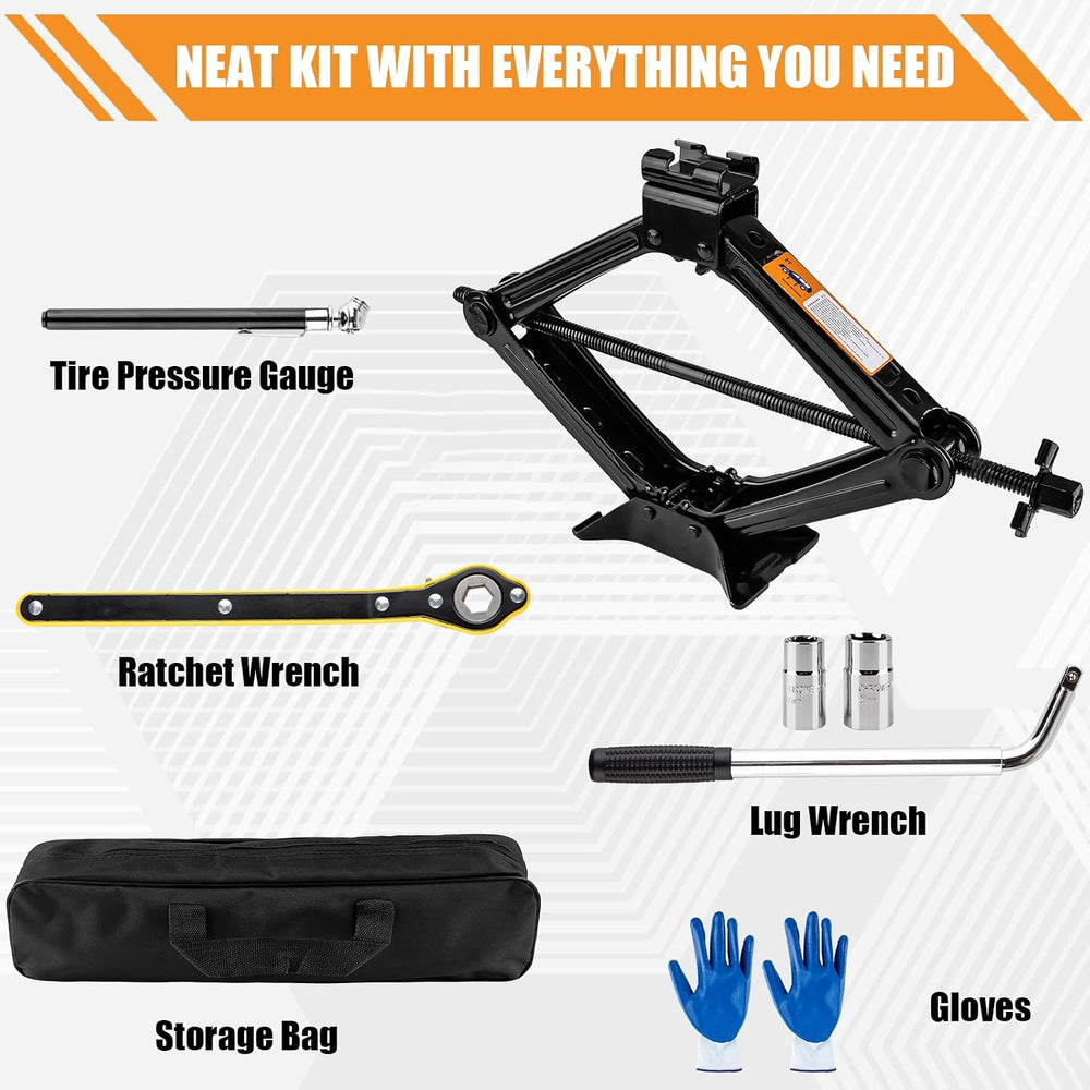Beaiguna Portable Car Jack Kit, 2 Ton (4409 lbs) Scissor Jack for Car, Upgrad...