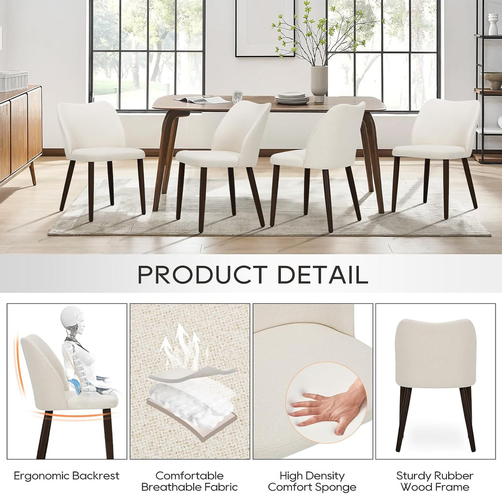 malol dining chairs set of 6, upholstered fabric, close-up detail