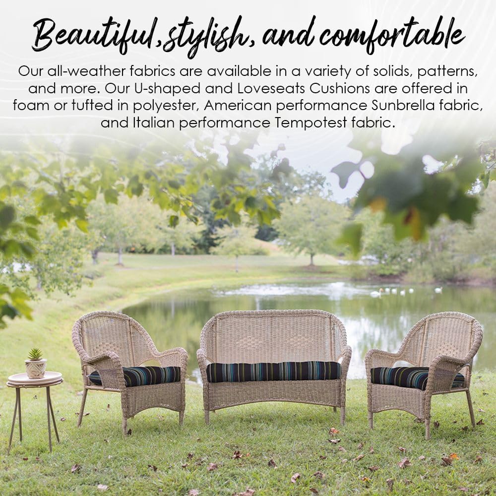 RSH DECOR Tufted U-Shape Wicker Set of 2, 19” x 19,” Outdoor Chair Cushions f...