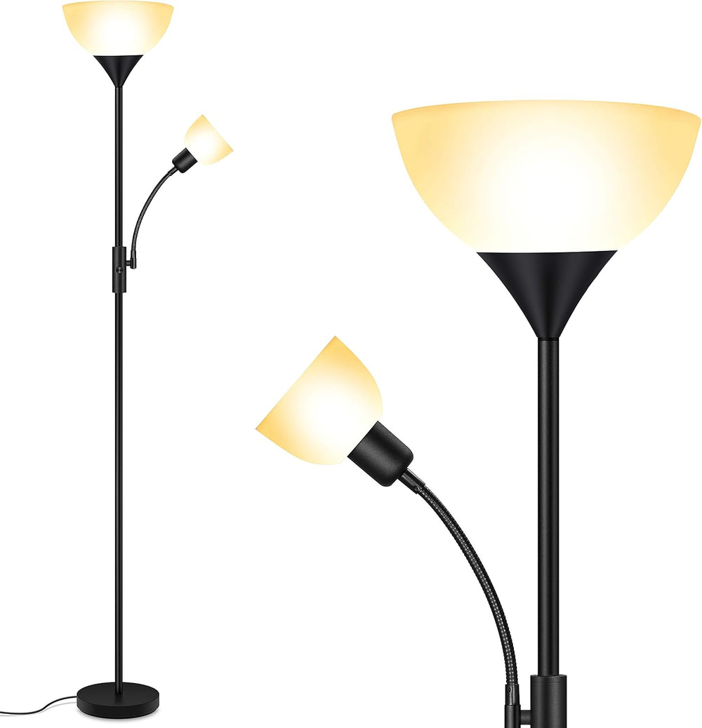 Floor Lamp Black, Standing Lamp, 71" Torchiere Floor Lamp with Adjustabl...