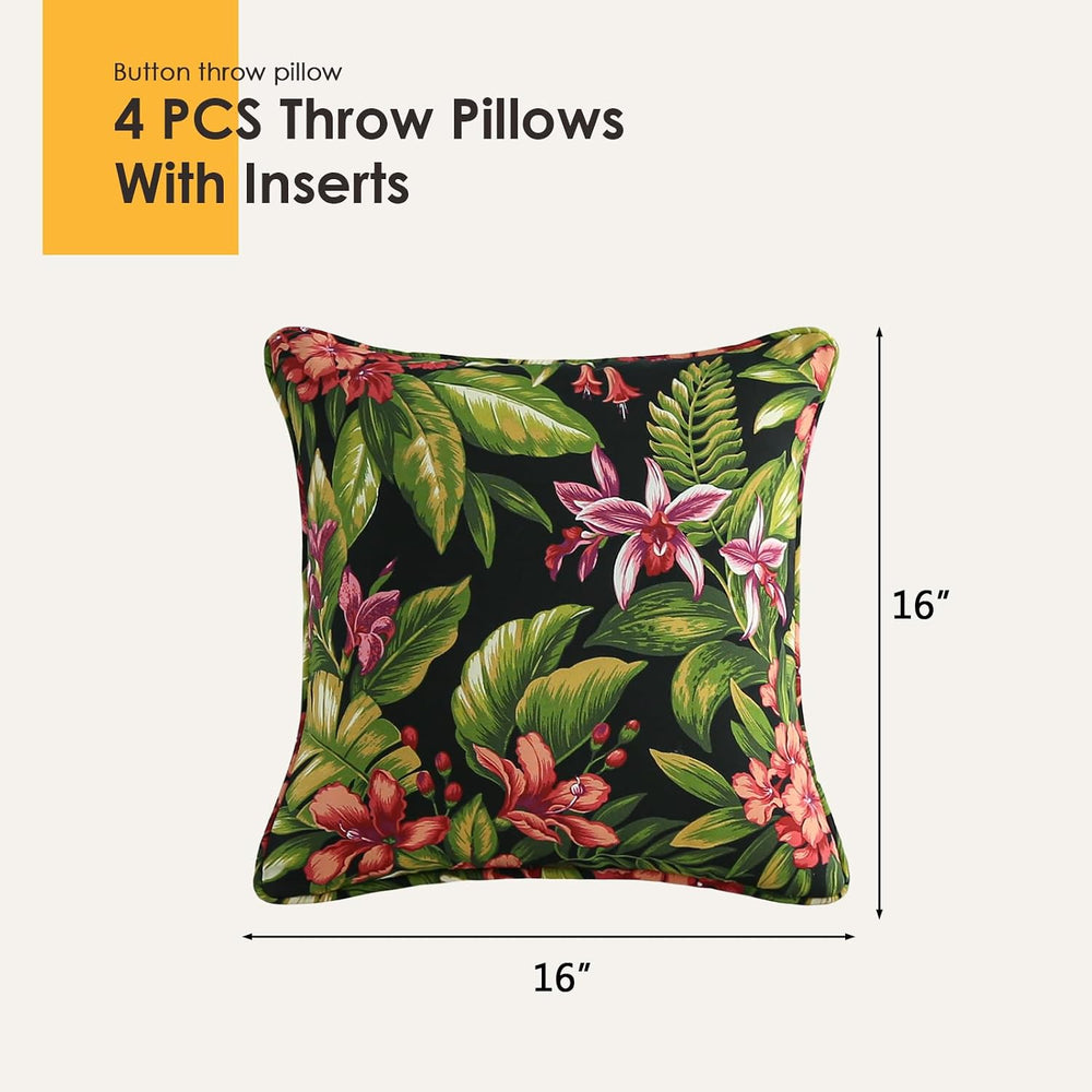 Outdoor Decorative Pillows Pack of 4, 16" x 16" Outdoor Pillow Set ...