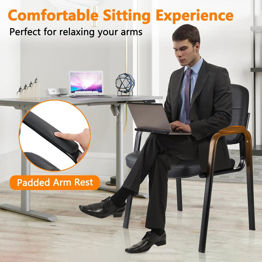 CLATINA Waiting Room Guest Chair with Bonded Leather Padded Arm Rest for Offi...
