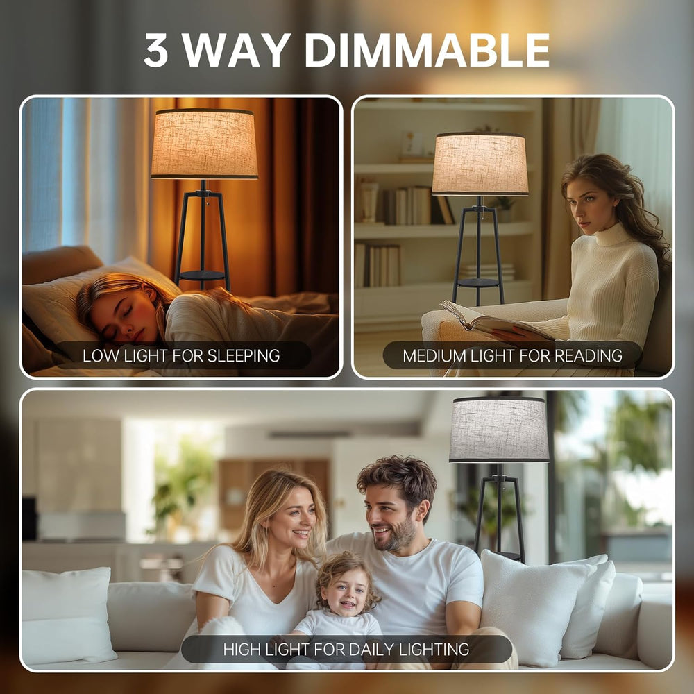 EOEYYOYB 3 Tier Shelf Floor Lamps for Living Room, Modern Standing Lamp with ...