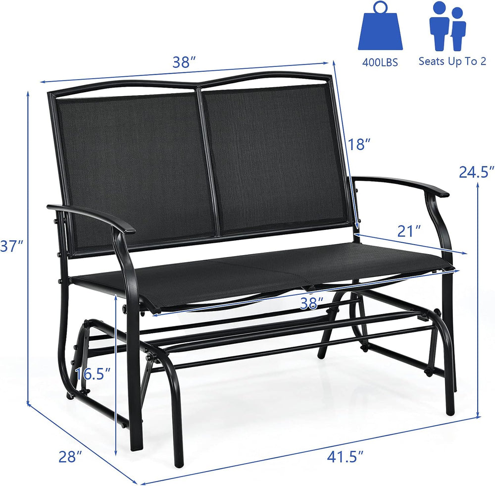 GIANTEX Patio Glider Benches for Outside, Swing Glider Chair w/Steel Frame