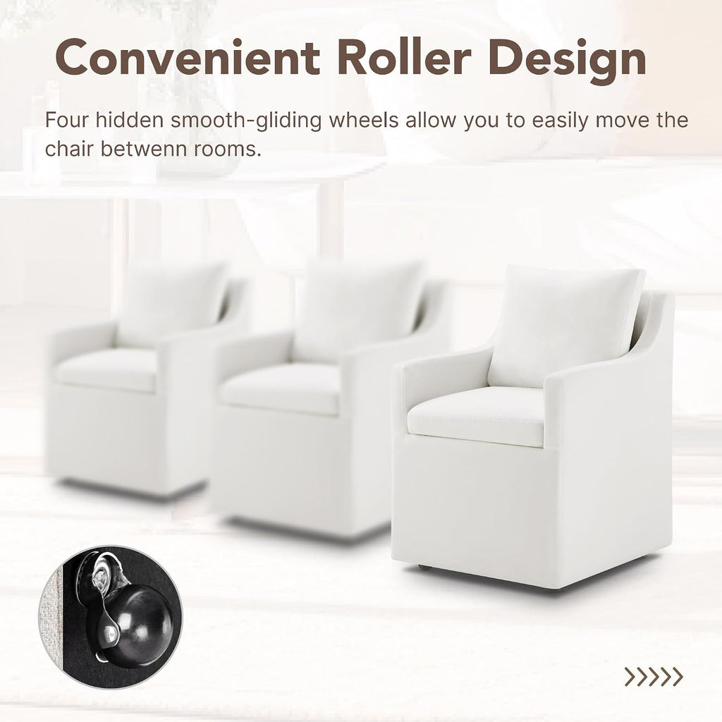 KISLOT Upholstered Dining Chairs Set of 2 with Washable Cover, White