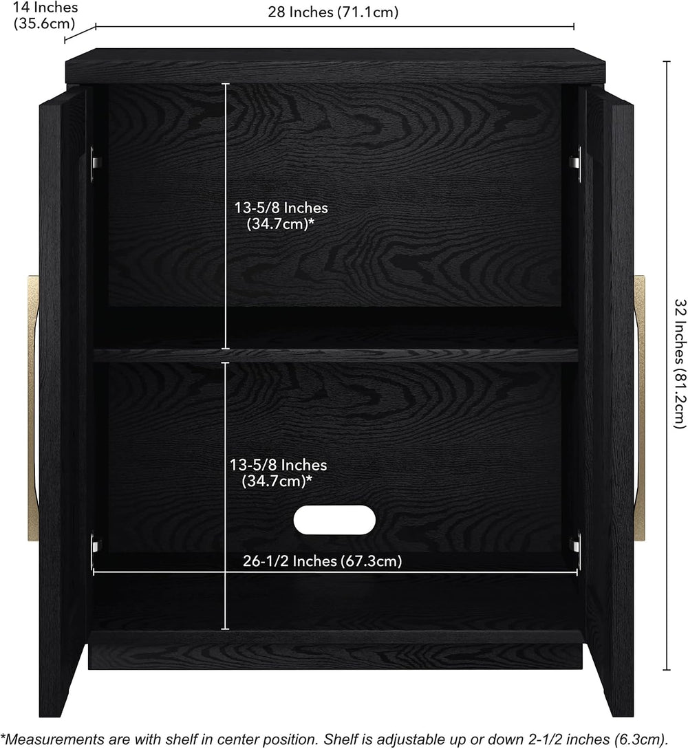 Henn&Hart 28" Accent Cabinet, Sideboard Buffet, Natural Black