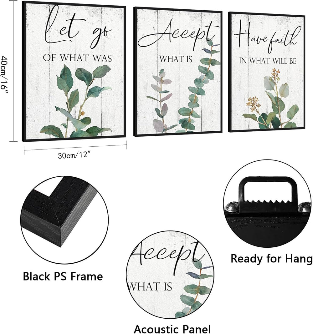 1 KINGO Inspirational Boho Eucalyptus Wall Art 12"x16" Set of 3