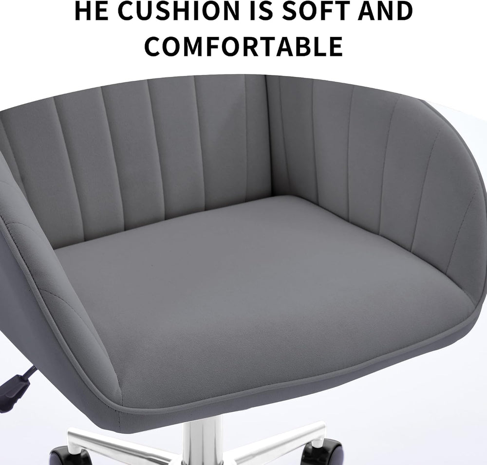 YITAI Velvet Office Desk Armchairs with Silver Base and Wheels,Modern Height ...
