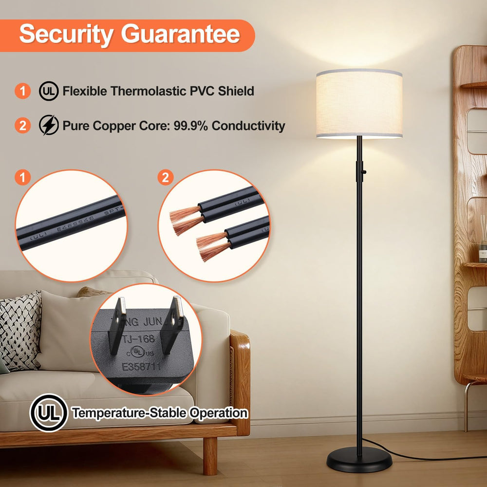 【Upgraded】 Dimmable Floor Lamp, Modern Floor Lamps Simple Design with White S...