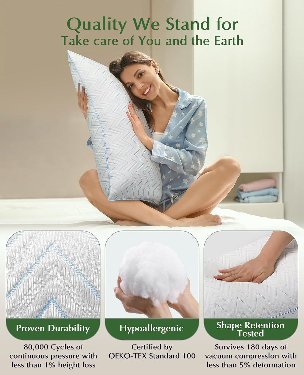 DIORIS Pillows Queen Size Set of 2, Cooling Bed Pillows for Sleeping
