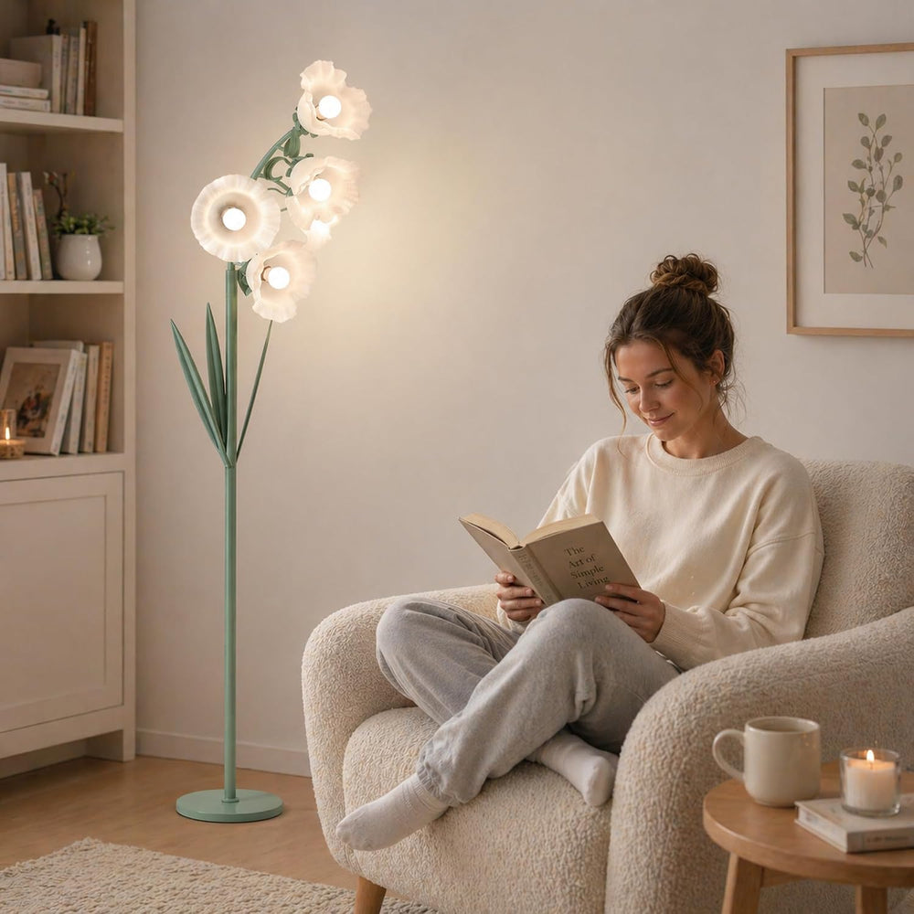 5-Light Flower Floor Lamp, 3-Color Floral Standing Lamp for Living Room