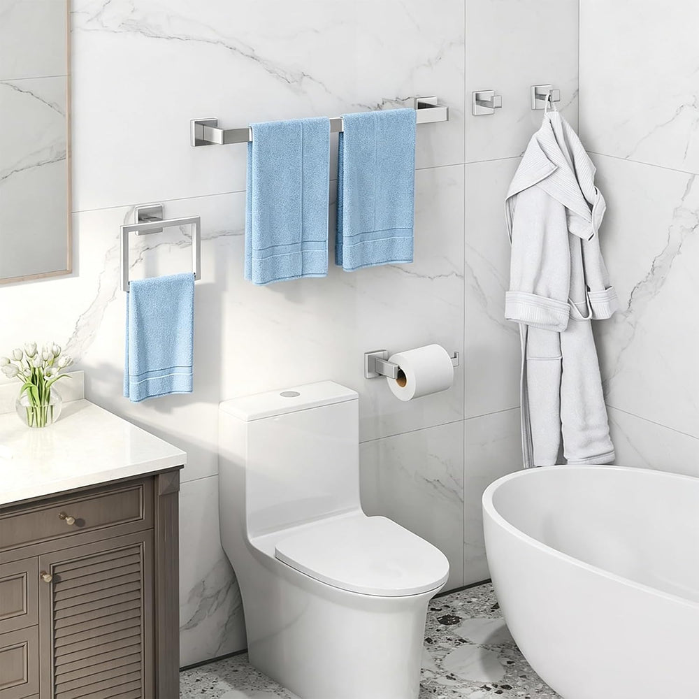 Gypie 24Inch Bathroom Accessory Set Wall Mounted, Brushed Nickel 5-Pieces