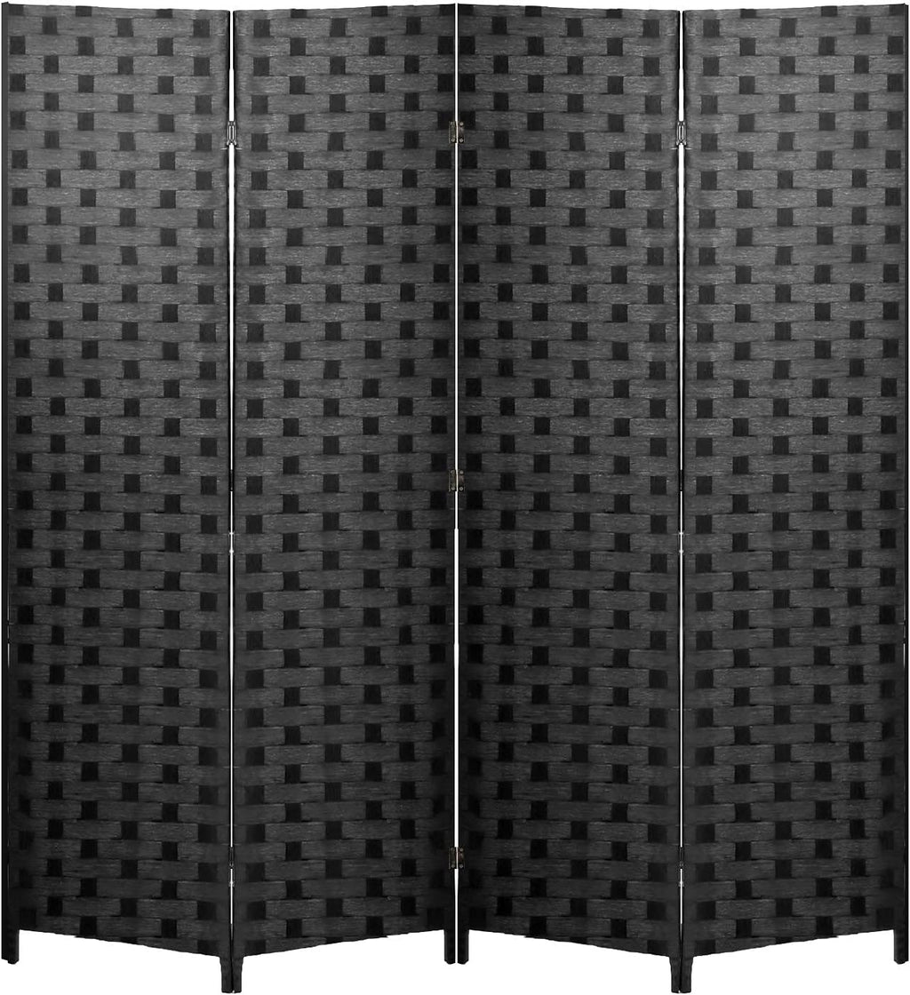 FDW 4-Panel Folding Room Divider | 6ft, Black | Light & Portable