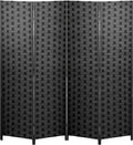 FDW 4-Panel Folding Room Divider | 6ft, Black | Light & Portable