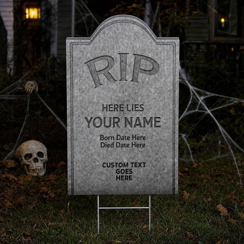 18x24 Personalized Halloween Tombstone Yard Sign - Custom RIP Gravestone