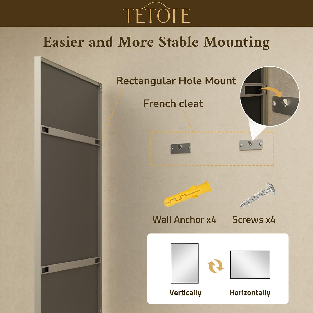 TETOTE Brushed Nickel Bathroom Mirror 24" x 30" Rectangle Beveled Frame Bathroom Vanity Mirror for Over Sink Brushed Nickel, Tempered Glass, Stronger Frame, Modern Farmhouse Bedroom, Entryway