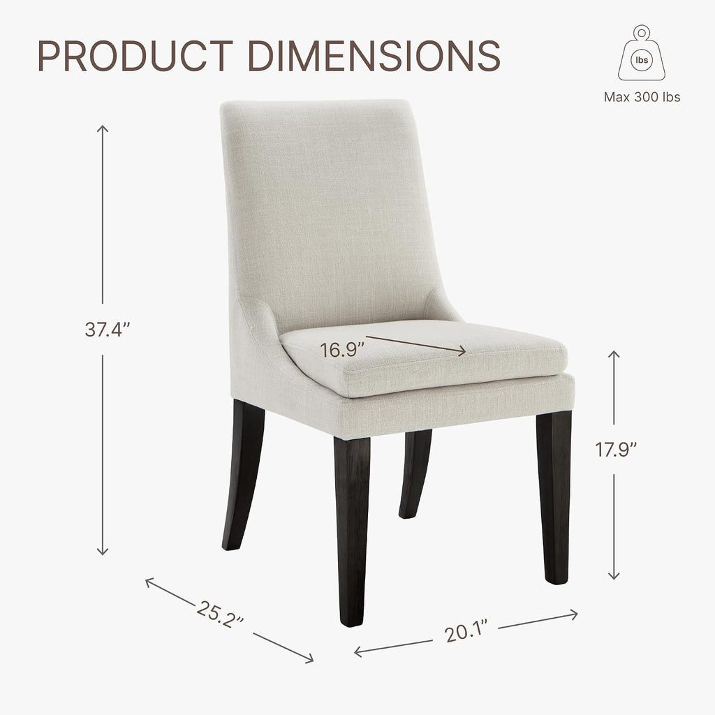 KISLOT Upholstered Dining Chairs Modern Sidechair Performance Fabric High Back Armlesschair for Diningroom Kitchen, Cream, Set of 2(1 Box)