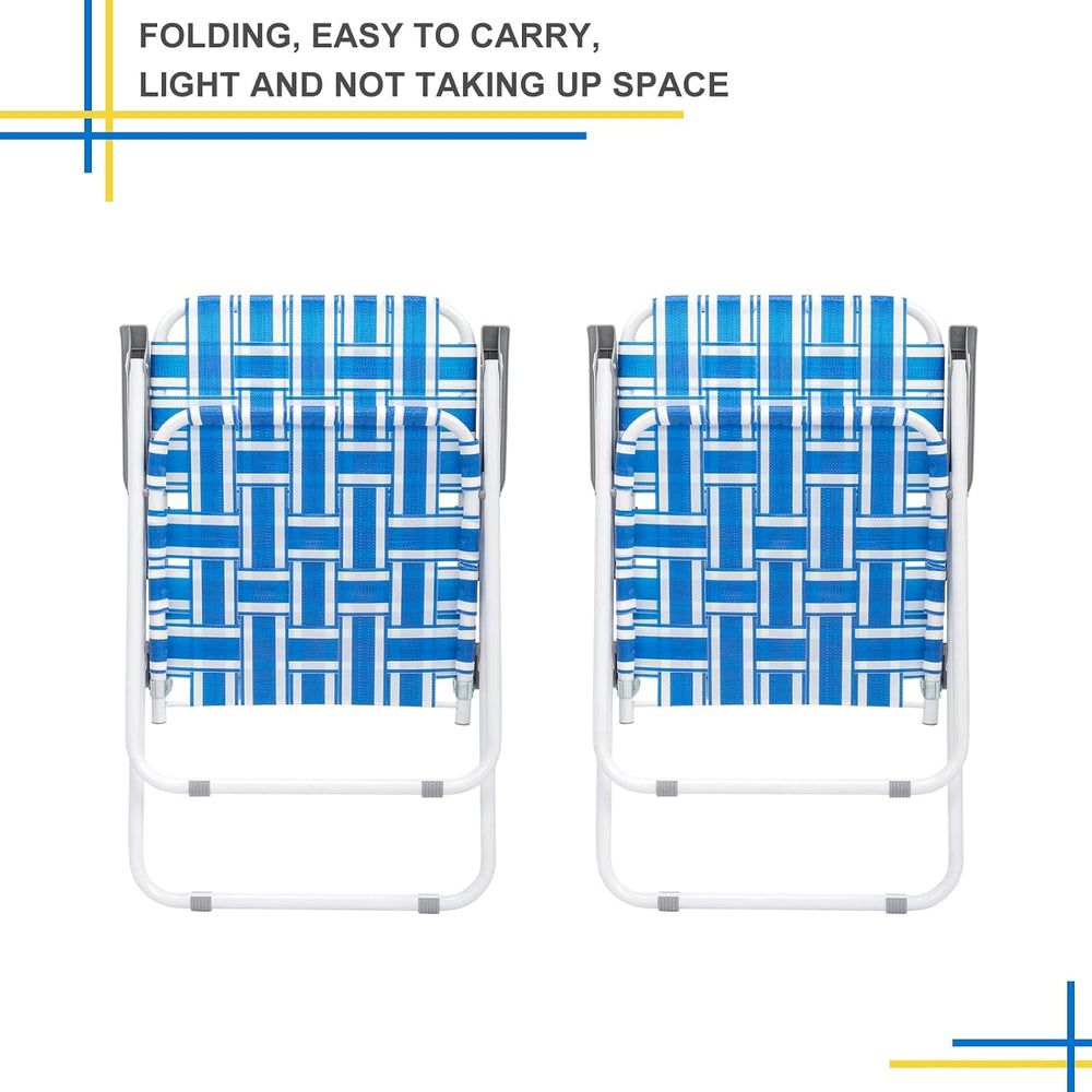 Outvita Webbed Lawn Chairs Set of 2, Easy Open & Lightweight Blue