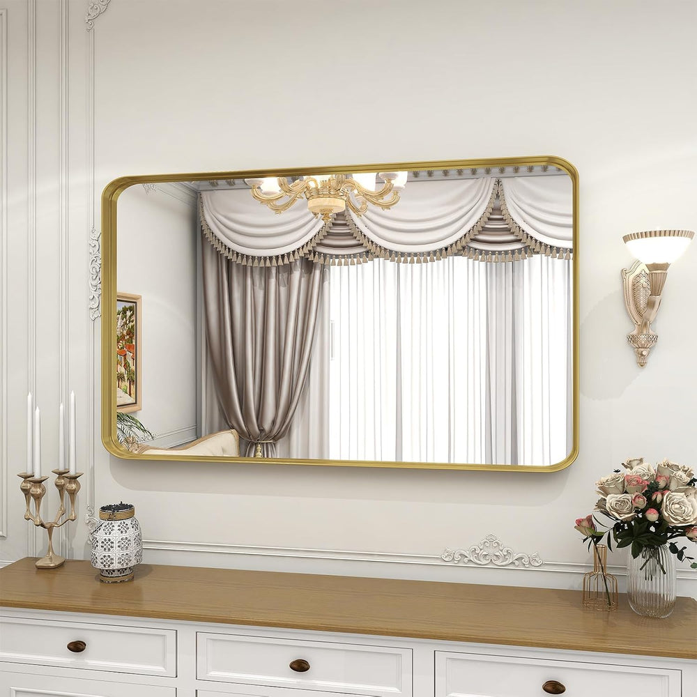 VooBang Bathroom Mirror 30"x48", Gold Gorgeous Deep Frame Wall Mirror