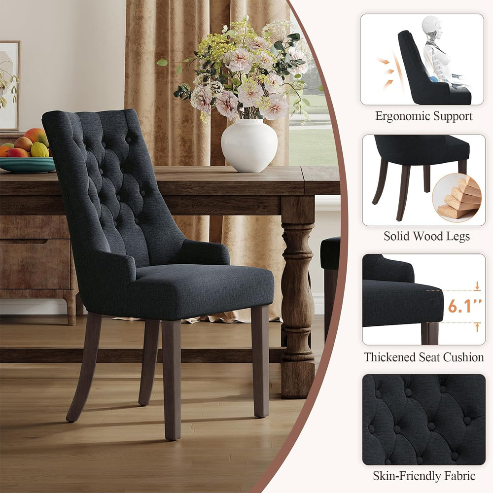 COLAMY Wingback Dining Chairs Set of 6, Black