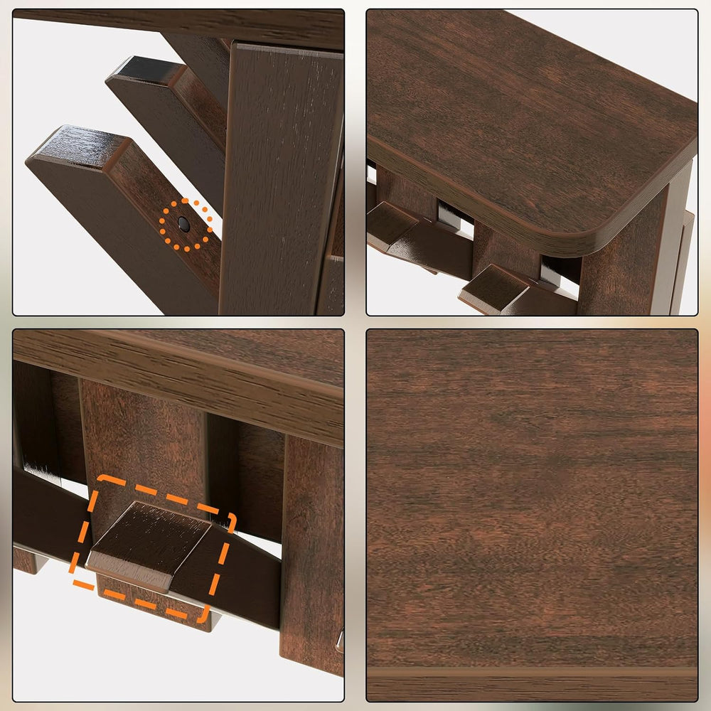 Piano Key Coat Rack Wall Mount with Shelf and 12 Hooks, Walnut HWS008H-2