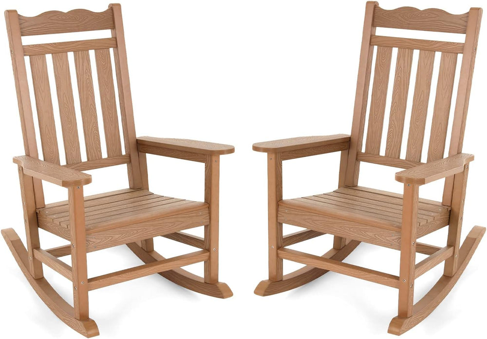 Stoog Patio Rocking Chairs Set of 2, All-Weather Outdoor & Indoor Porch R...