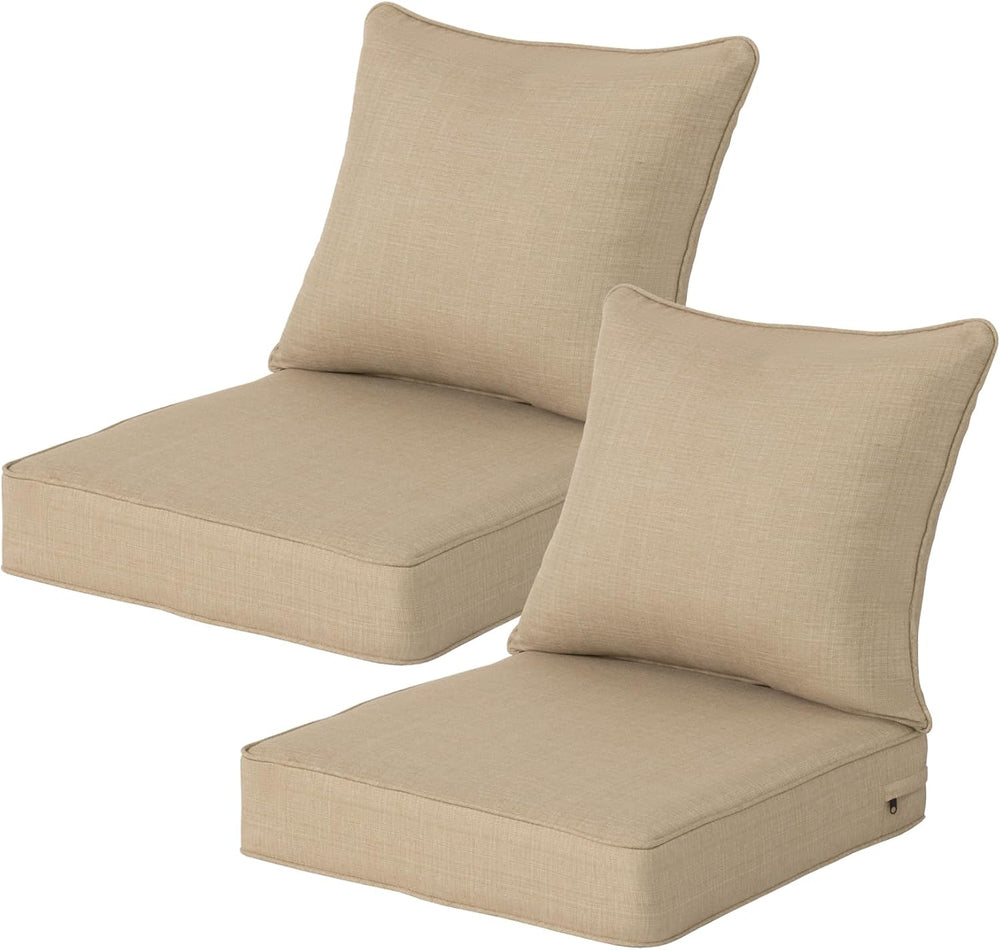 22x24 inch Outdoor Deep Seat Patio Cushions Set of 2,Water-Resistant Deep Sea...