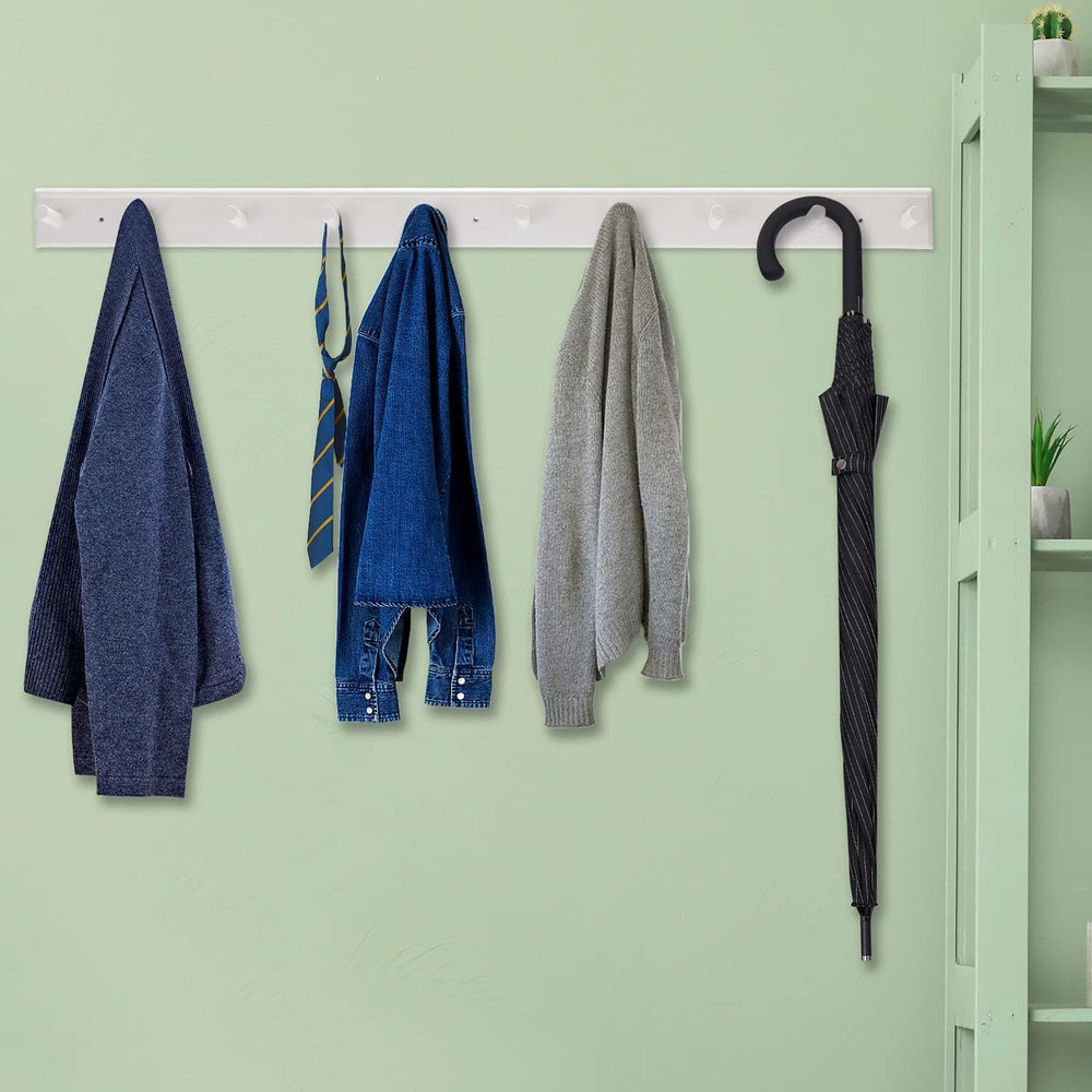 10 Hook Coat Rack Wall Mounted, Long 38 Inches Wooden Wall Coat Hanger with 1...