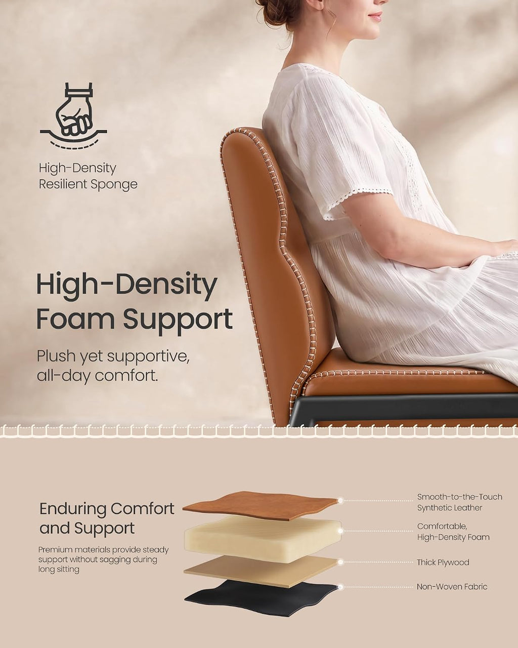 VASAGLE Dining Chairs Set of 6, Upholstered Kitchen Chairs