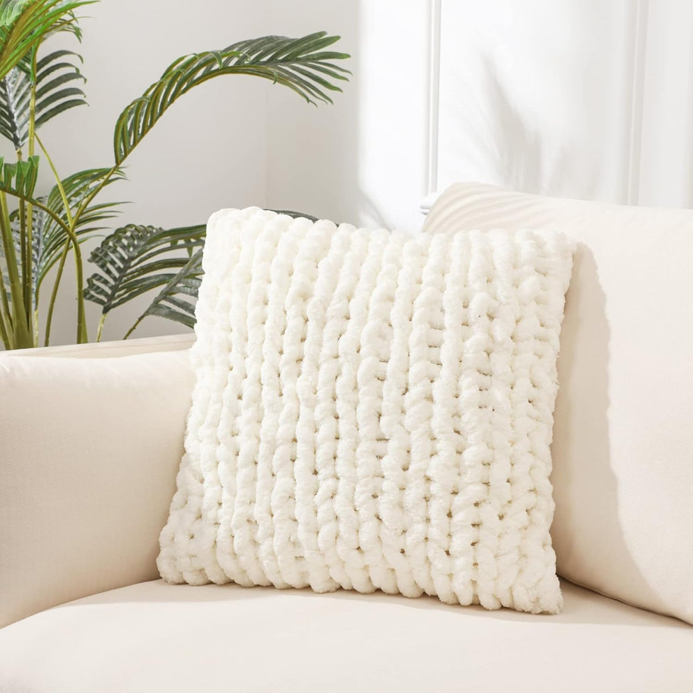 Cream White Chunky Knit Throw Pillow Covers 1PC 18"×18"