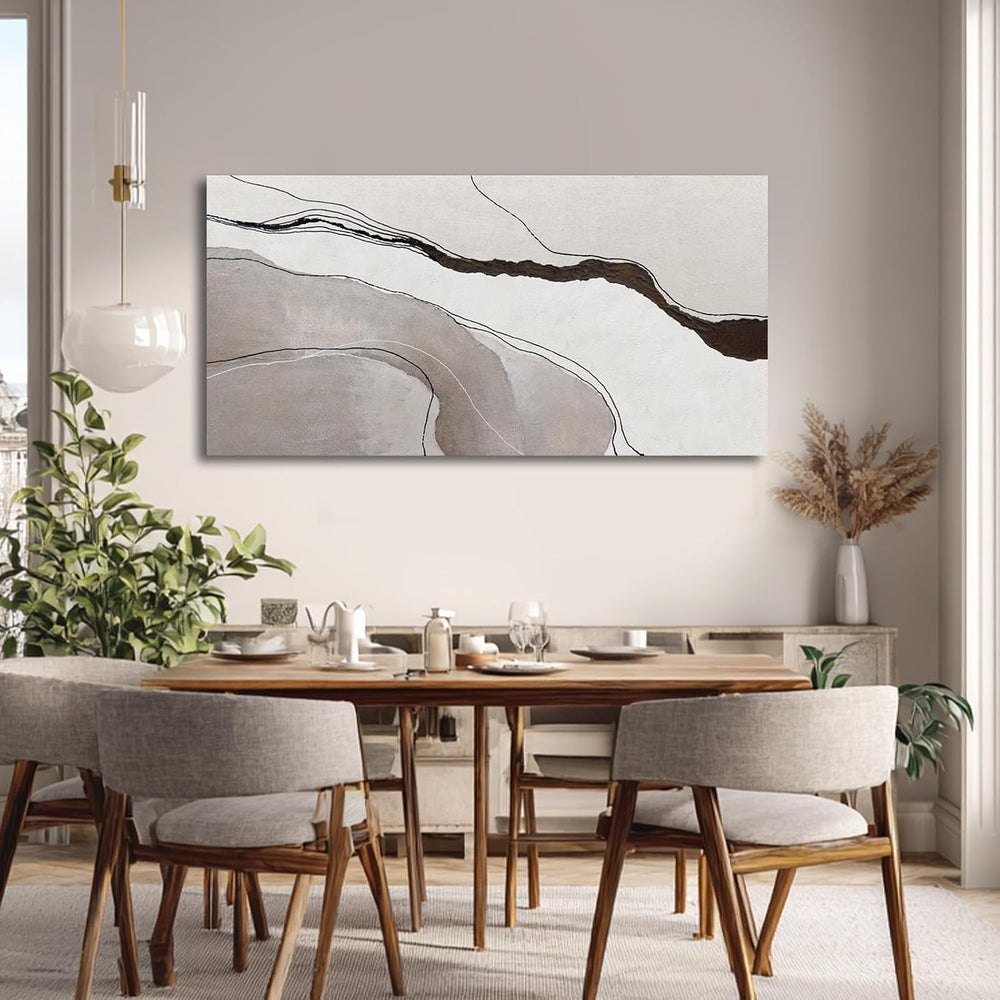 YLLTIEM Beige Gray Abstract Wall Art Canvas Print Modern Minimalist for Livin...