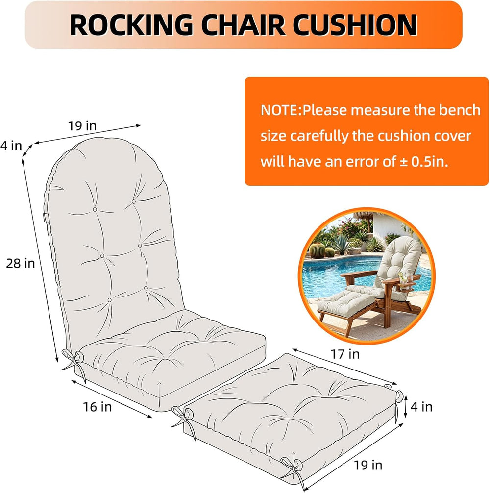 Rocking Chair Cushion Set, Ottoman Cushion Included, Oyster White