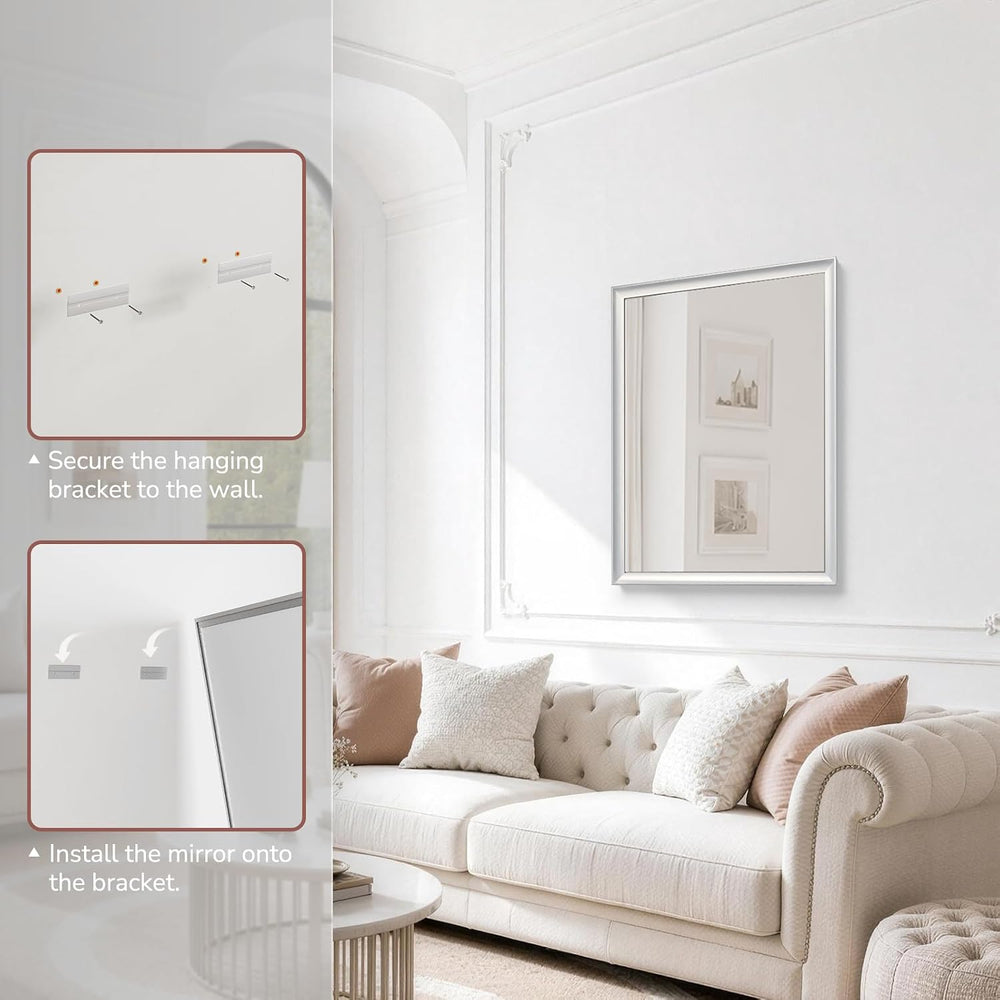 USHOWER 2 Pack 30x40 Inch Brushed Nickel Bathroom Mirrors for Over Sink