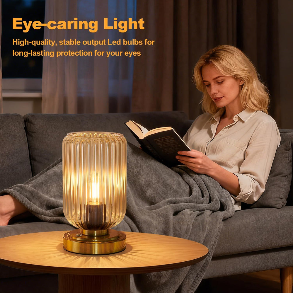 LightRound Cordless Table Lamp for Bedroom, Touch Stepless Dimmable, Modern