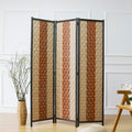 Furnnylane 3 Panel Rattan Room Divider, Beige Orange Folding Privacy Screen
