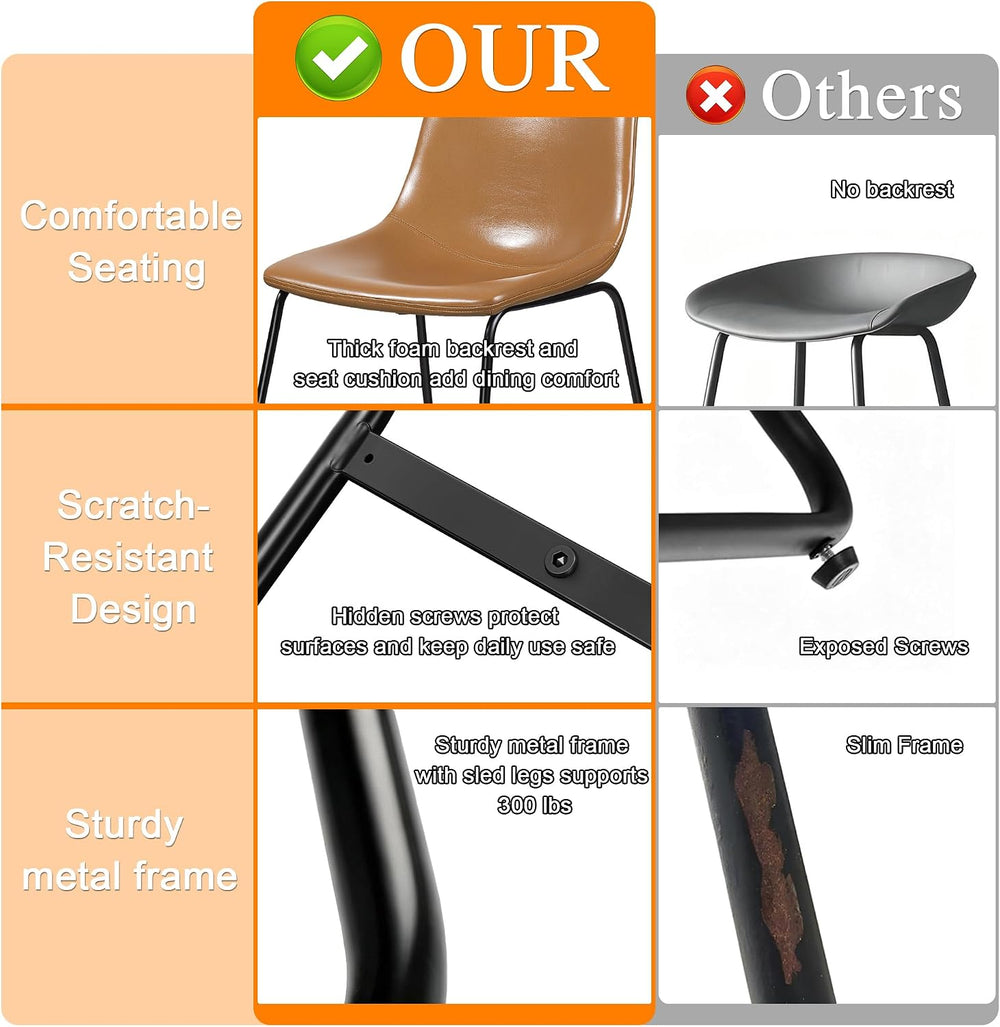 LEMBERI 26 inch Bar Stools Set of 3, Modern Counter Height Bar Stools, Faux L...