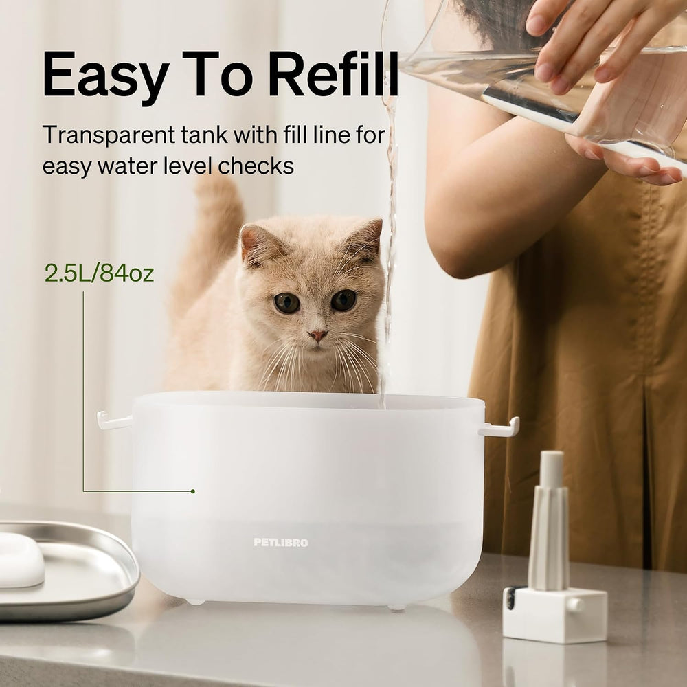 PETLIBRO Cat Water Fountain, Cat Fountain Indoor Stainless Steel Tray, 2.5L/8...