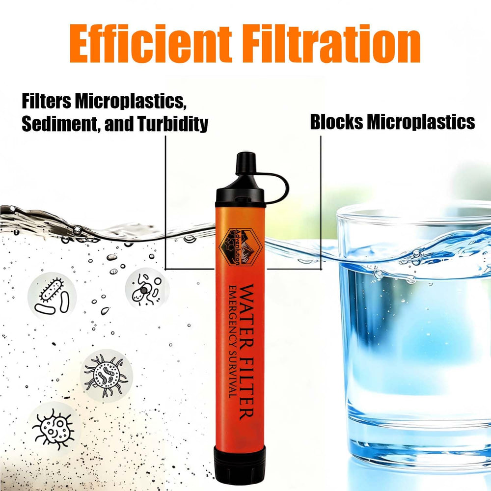 5-Pack Personal Water Filter Straw with Emergency Whistle