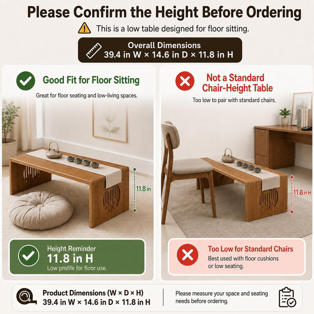 Folding Floor Table, Japanese Coffee Table, Low Bamboo Desk