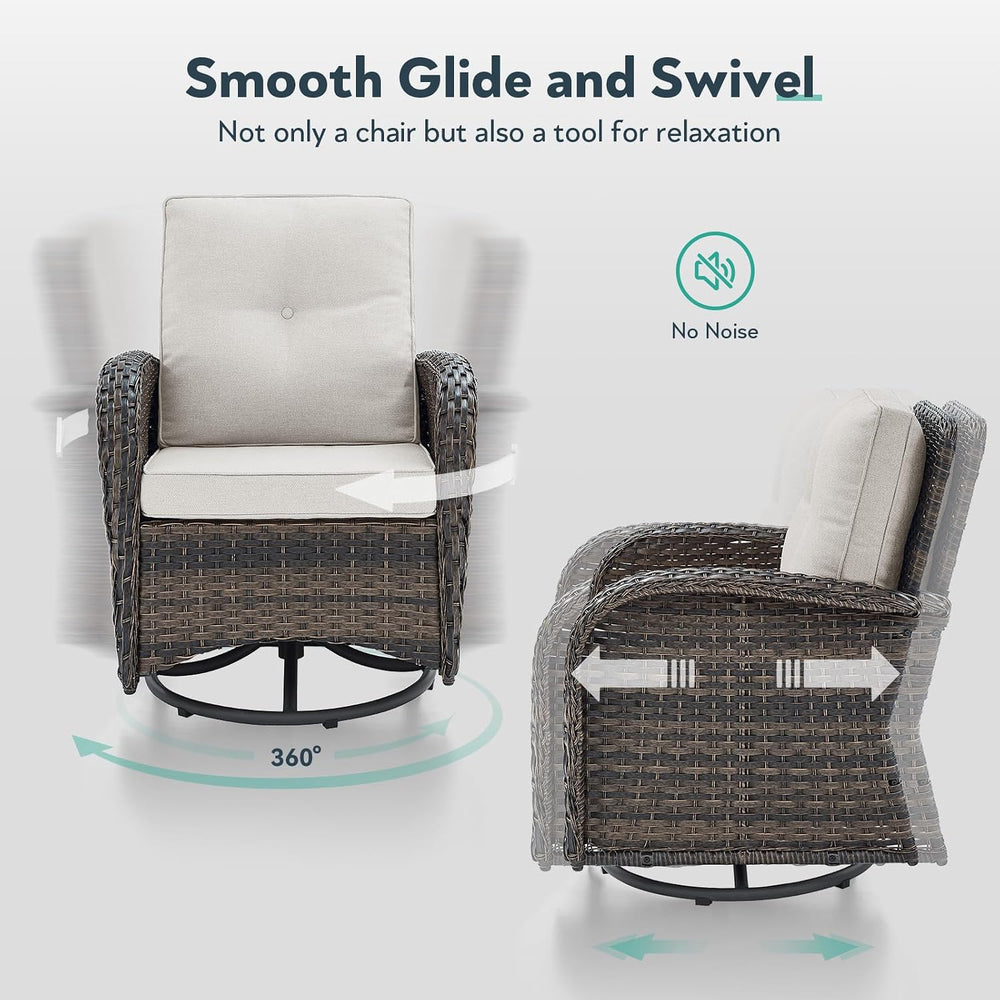 6 Piece Patio Furniture Set - Wicker Patio Conversation Set with Swivel Glide...