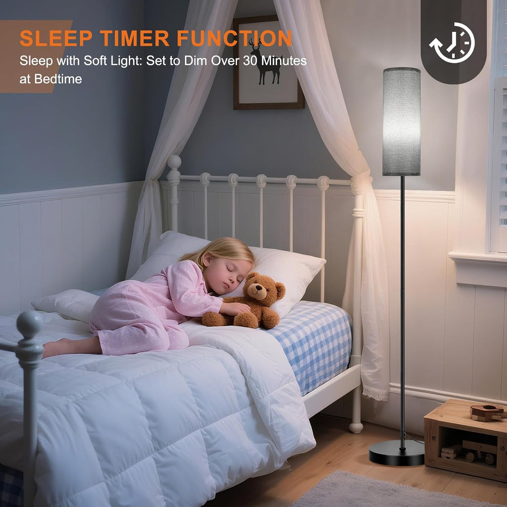 FRIDEKO HOME Floor Lamp, 9W 800LM Smart Bulb, Tall Corner Lamp, Gray Shade