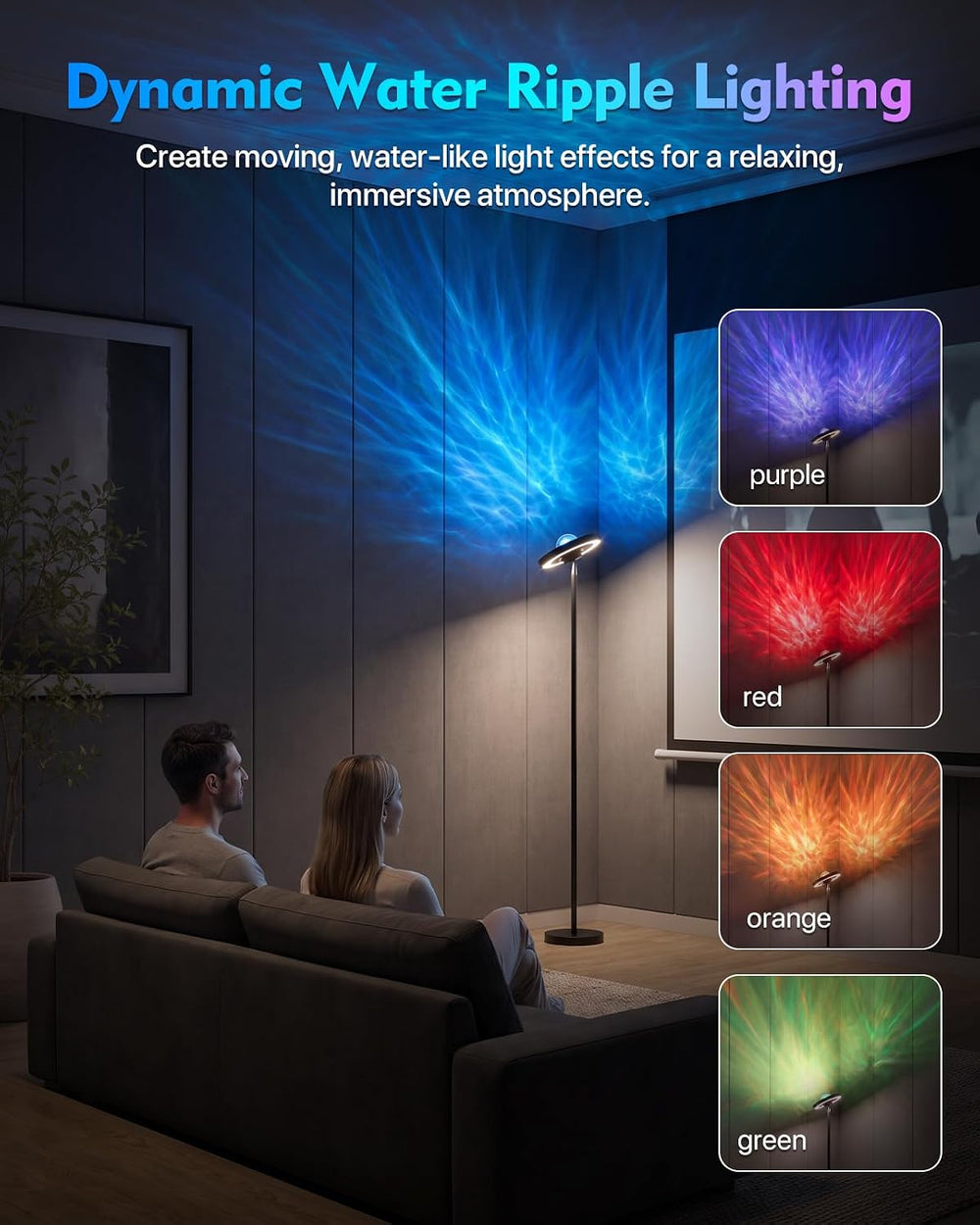 Water Ripple Floor Lamp: RGB, Remote Control