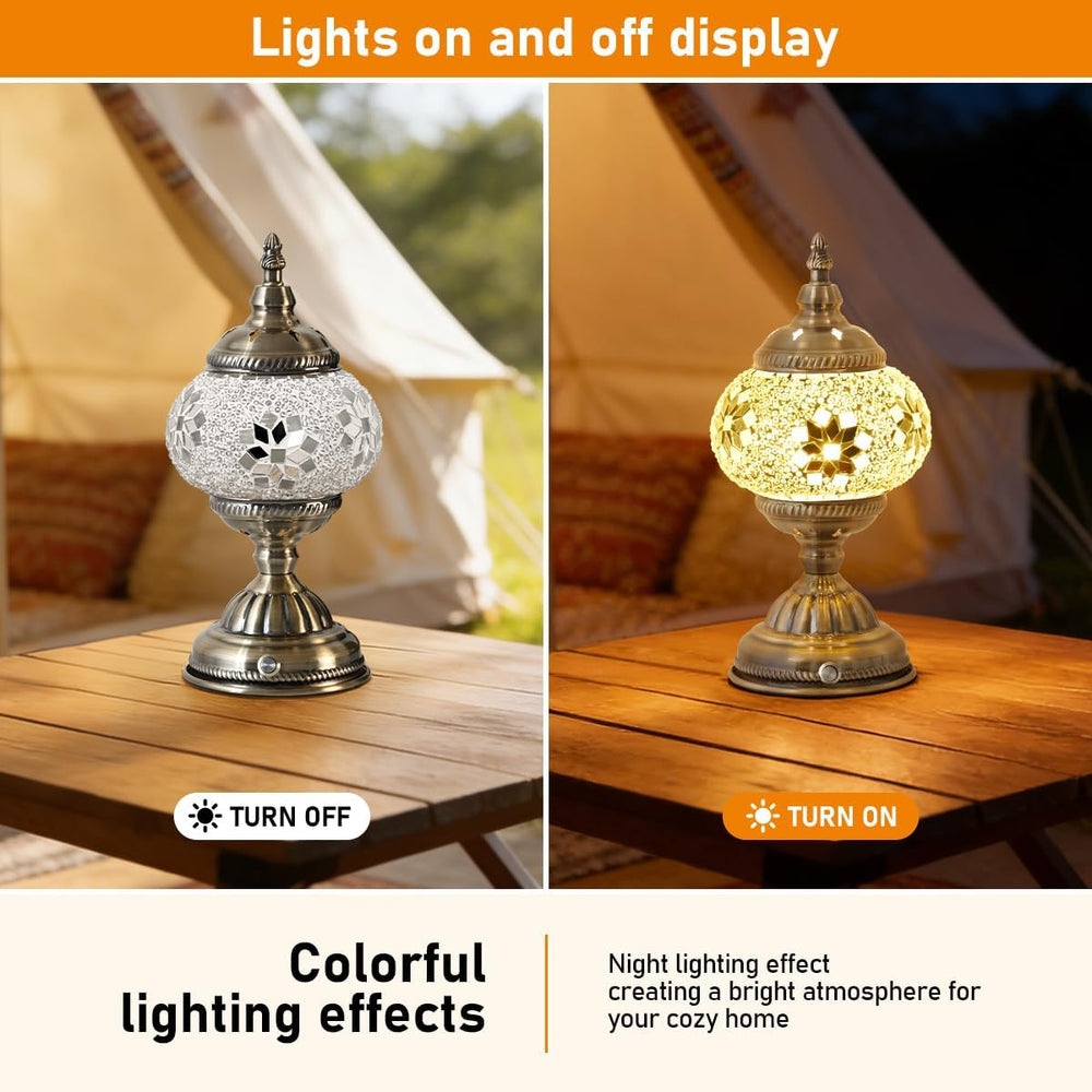 Portable Rechargeable Turkish Bronze Base Table Lamp, 6000mAh