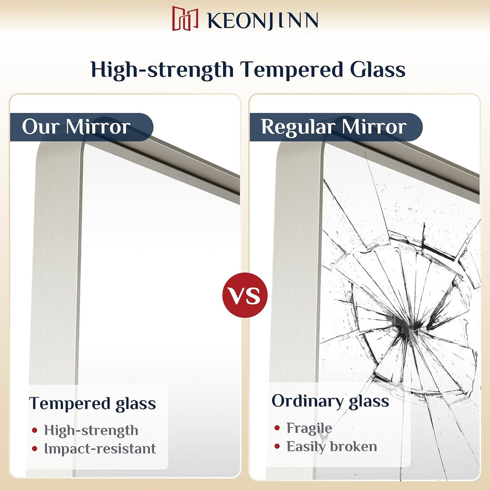 Keonjinn 24 x 30 Inch Brushed Nickel Bathroom Vanity Mirror, Aluminum Frame