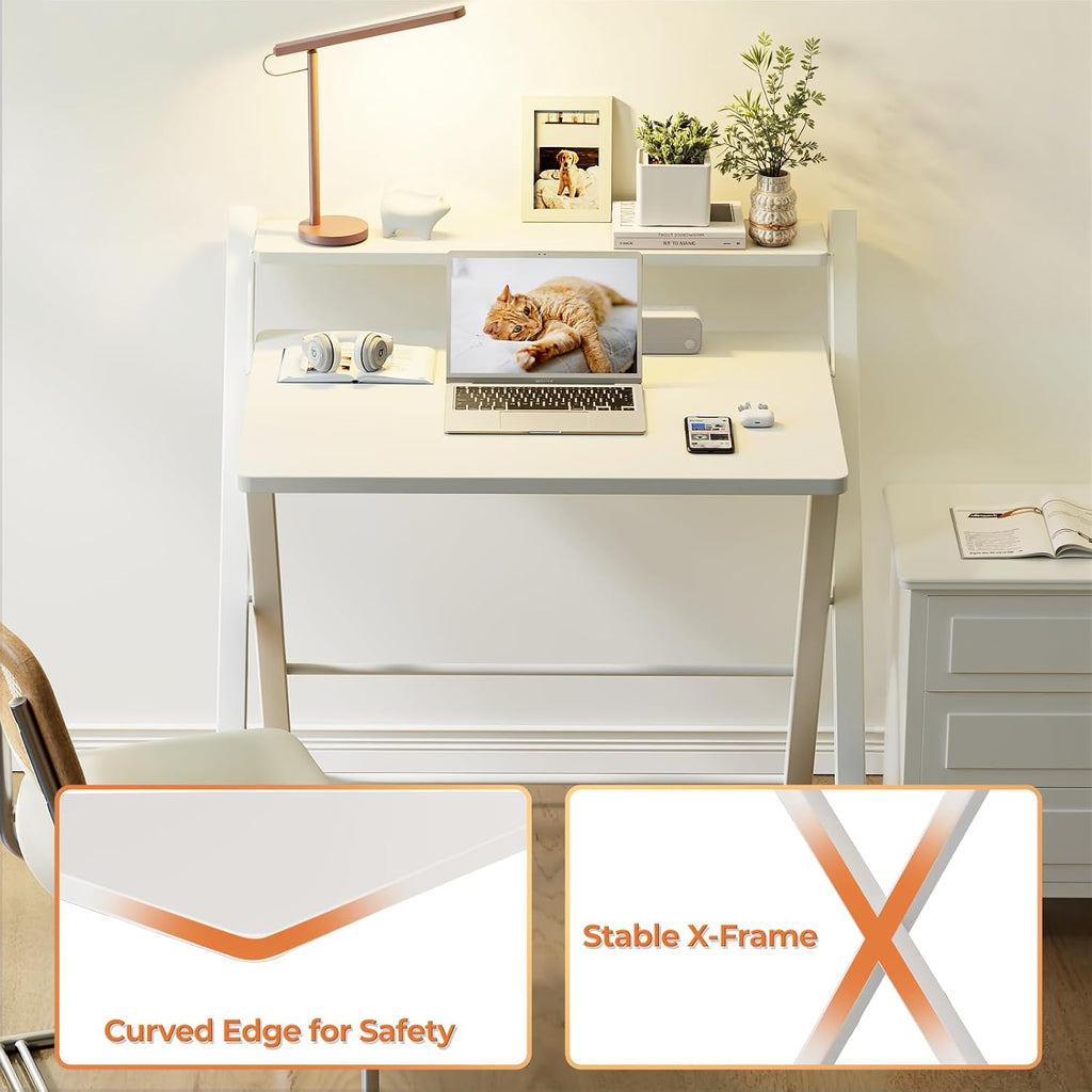 GreenForest Folding Desk No Assembly, Sturdy Computer Desk for Small Spaces